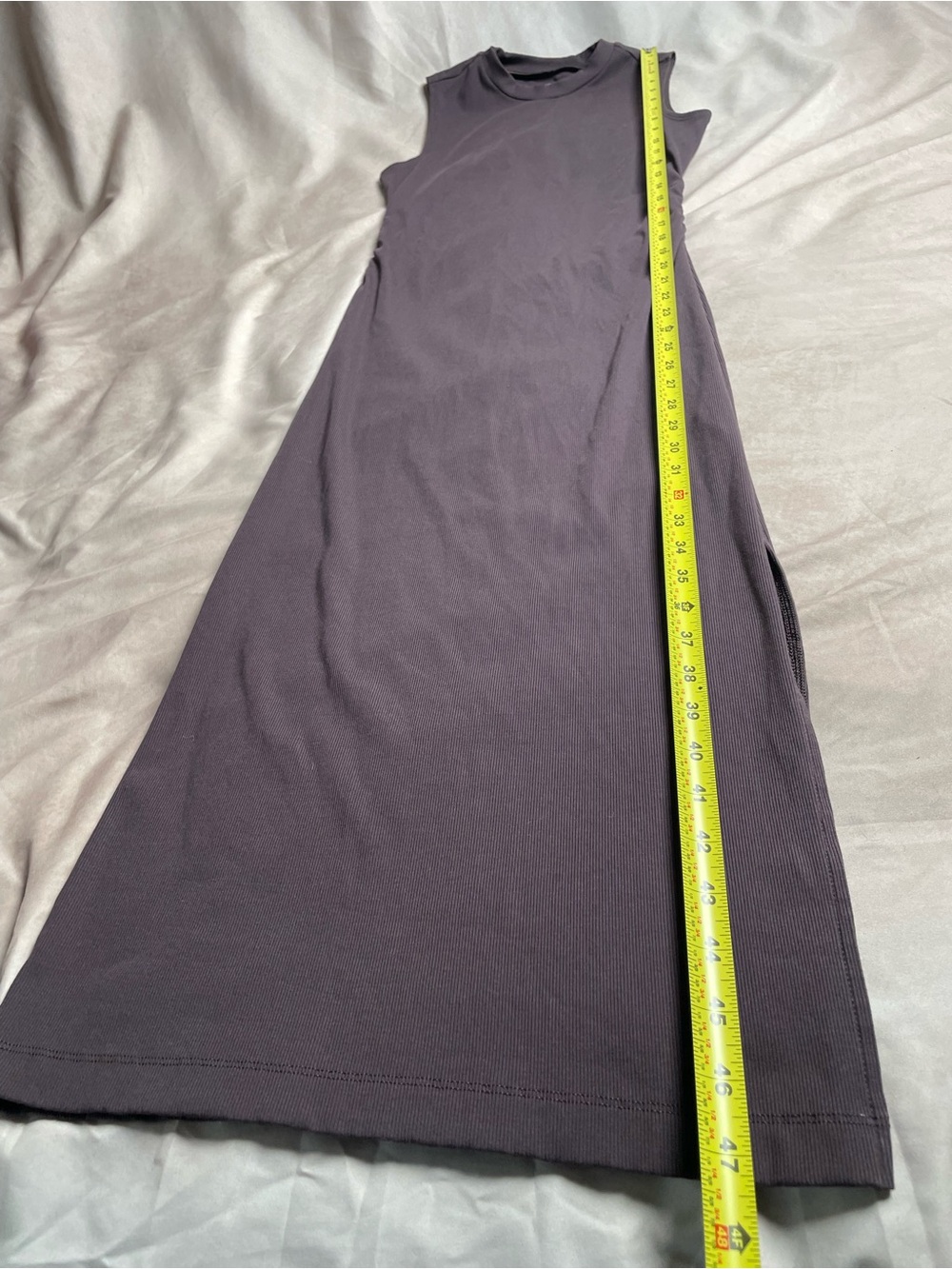 Vuori Sleeveless Maxi Dress – Plum Charcoal, Size S, Ribbed Stretch - Picture 7 of 13